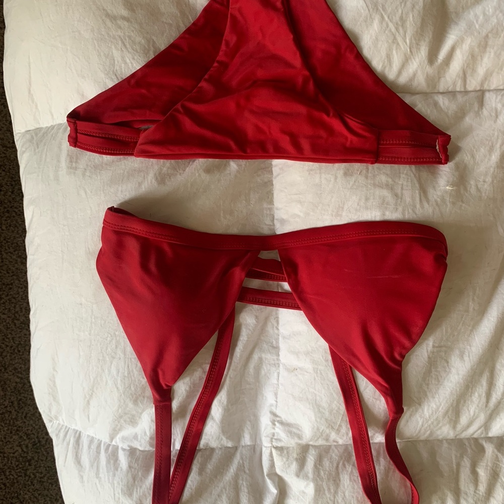 Red Bikini- simple but flattering.  Worn once